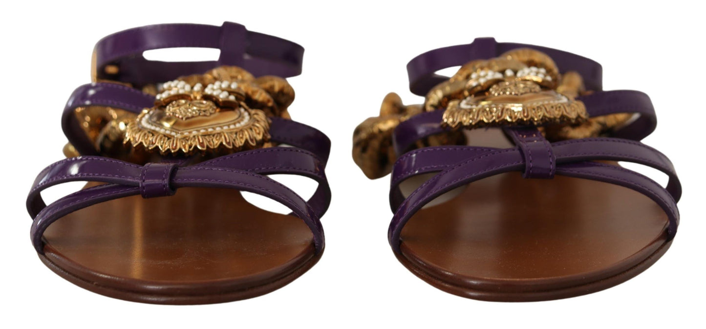 Dolce & Gabbana Lila Herz Kette Gladiator Flats