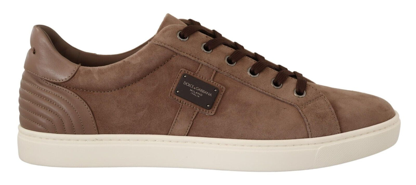 Dolce & Gabbana Elegante Braune Leder-Sneakers für Männer