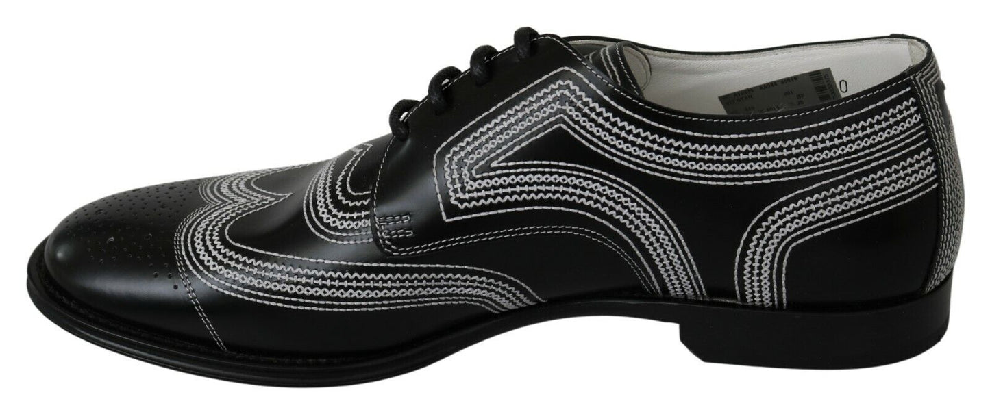 Dolce & Gabbana Elegante Derby-Schuhe in Schwarz und Weiß