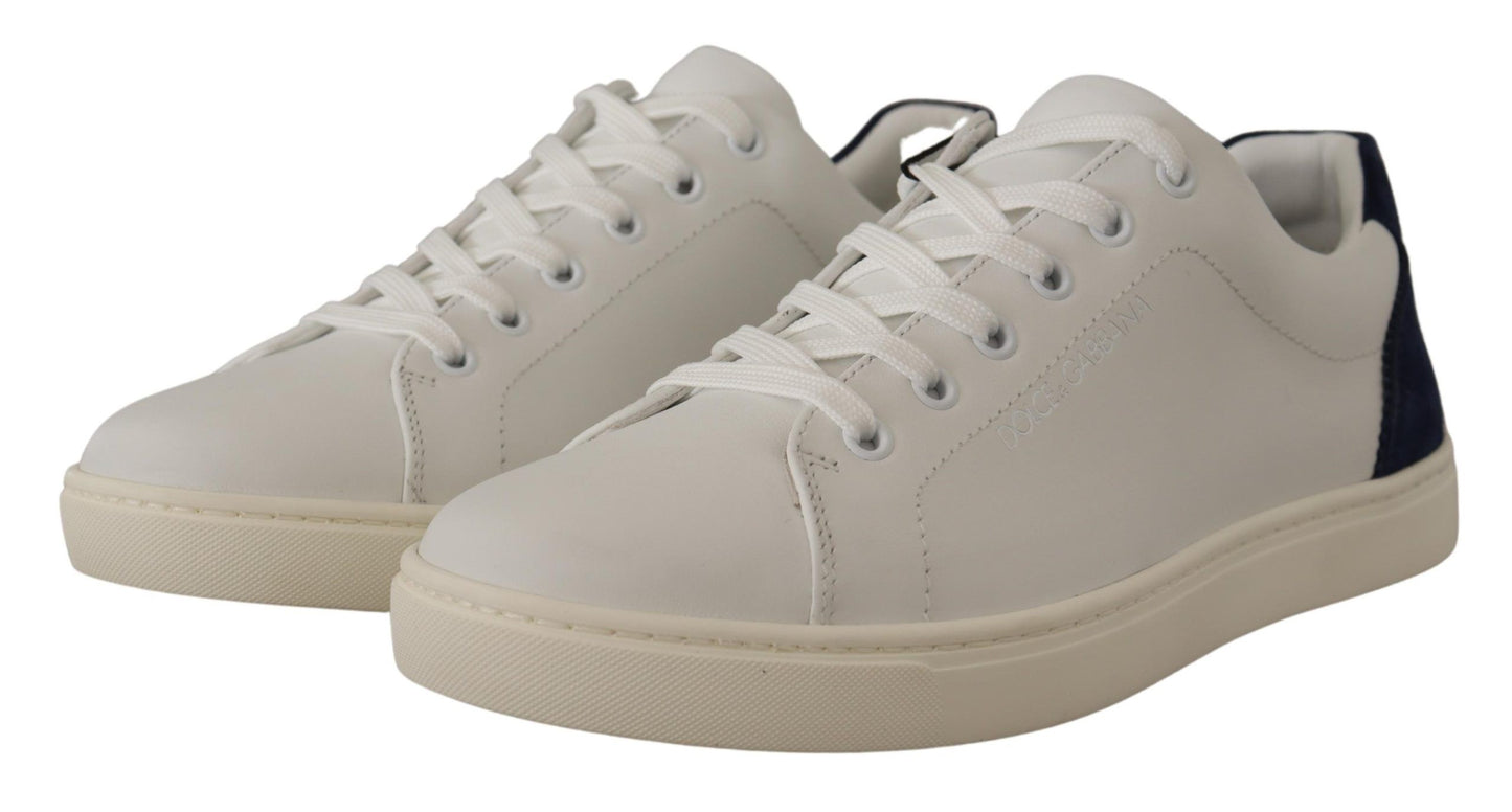 Dolce & Gabbana Elegante Low-Top-Ledersneakers in Weiß und Blau