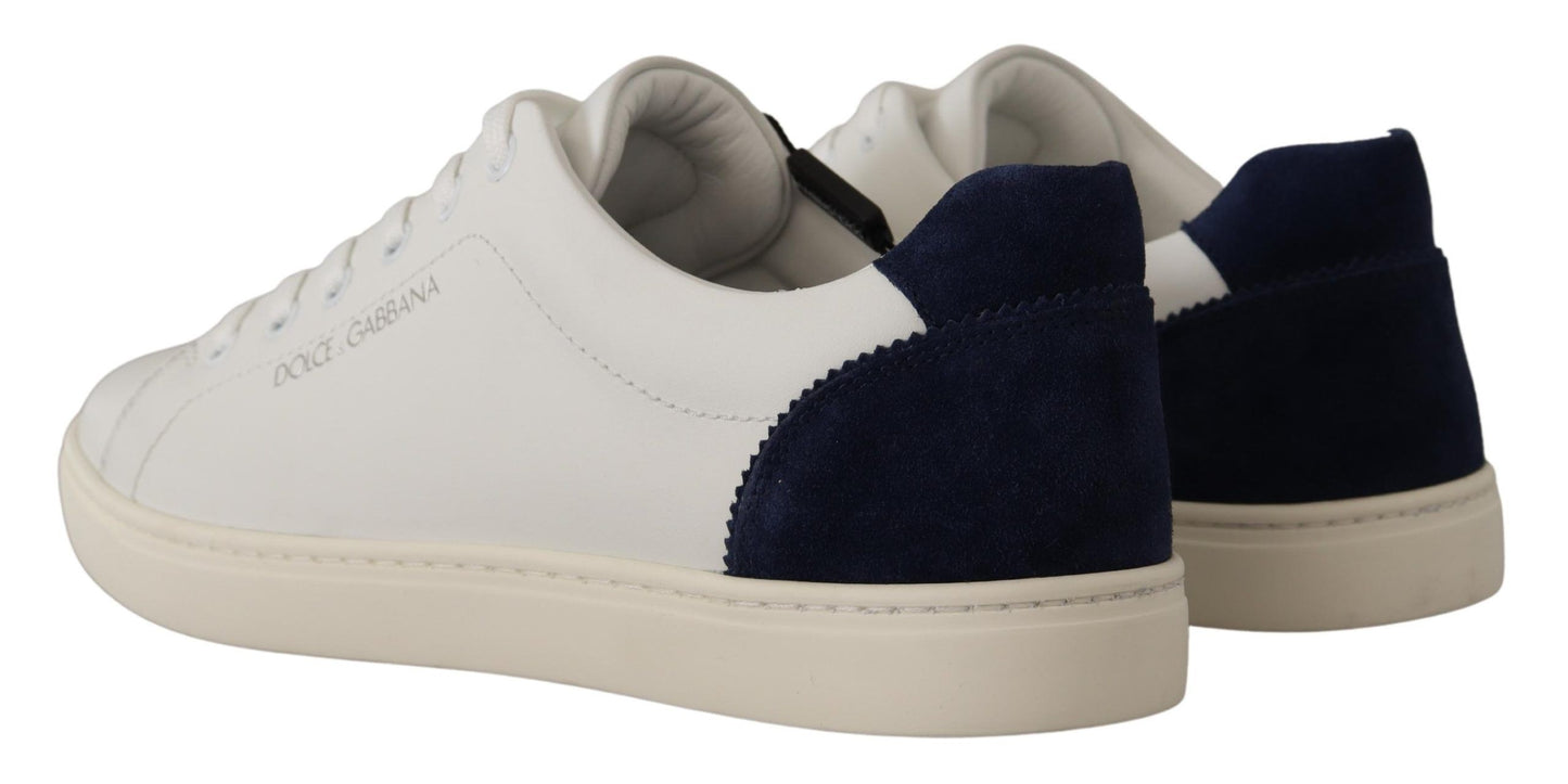 Dolce & Gabbana Elegante Low-Top-Ledersneakers in Weiß und Blau