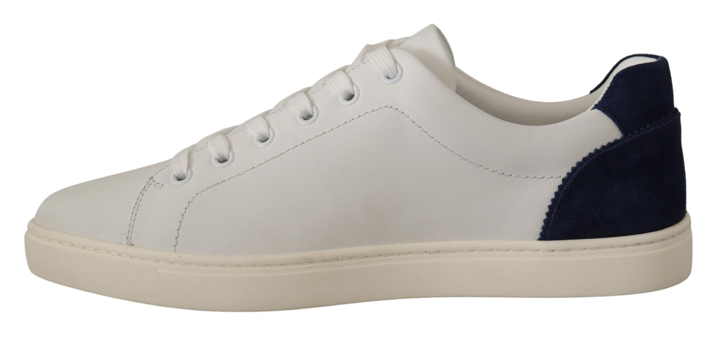 Dolce & Gabbana Elegante Low-Top-Ledersneakers in Weiß und Blau