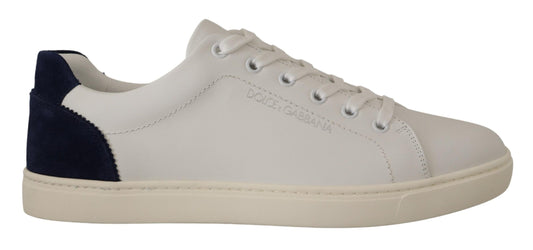 Dolce & Gabbana Elegante Low-Top-Ledersneakers in Weiß und Blau