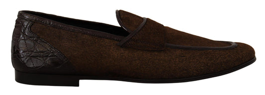 Dolce & Gabbana Elegante braune Loafers aus Kaimanleder