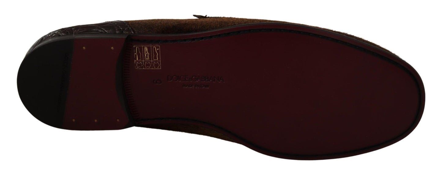 Dolce & Gabbana Elegante braune Loafers aus Kaimanleder