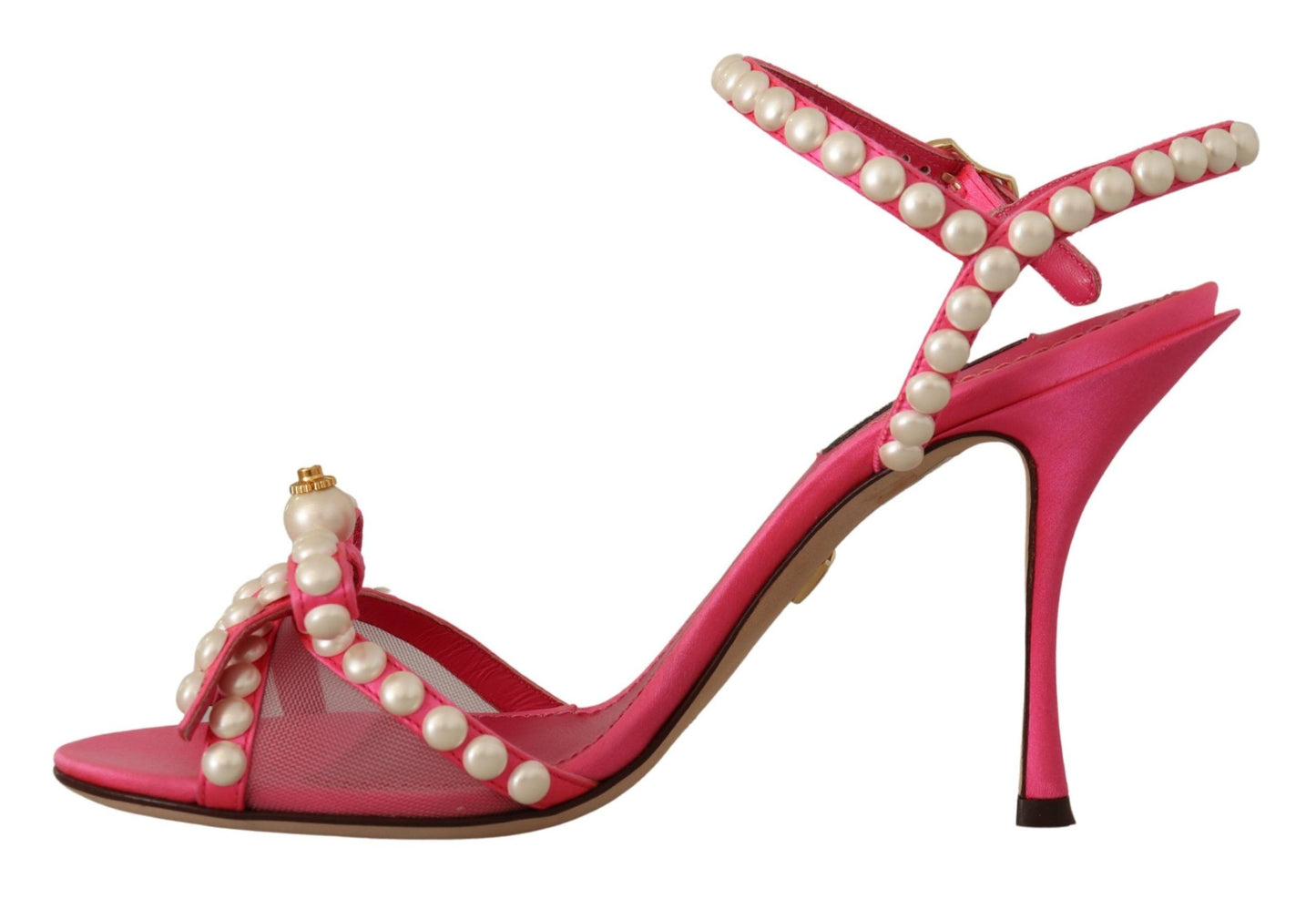 Dolce & Gabbana Elegante Rosa Perlenverzierte Heels Sandalen