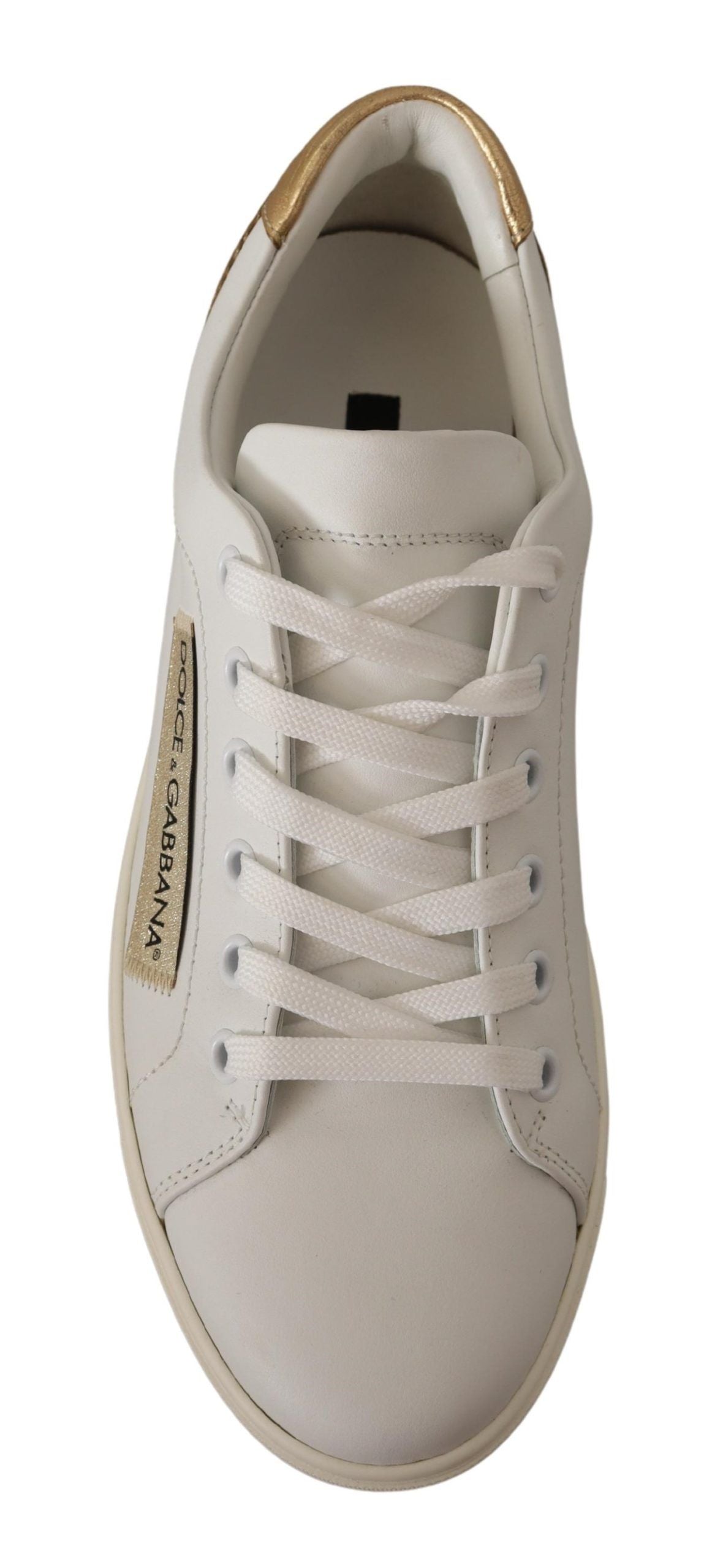 Dolce & Gabbana Elegante Sneakers aus weißem Leder mit goldenen Akzenten