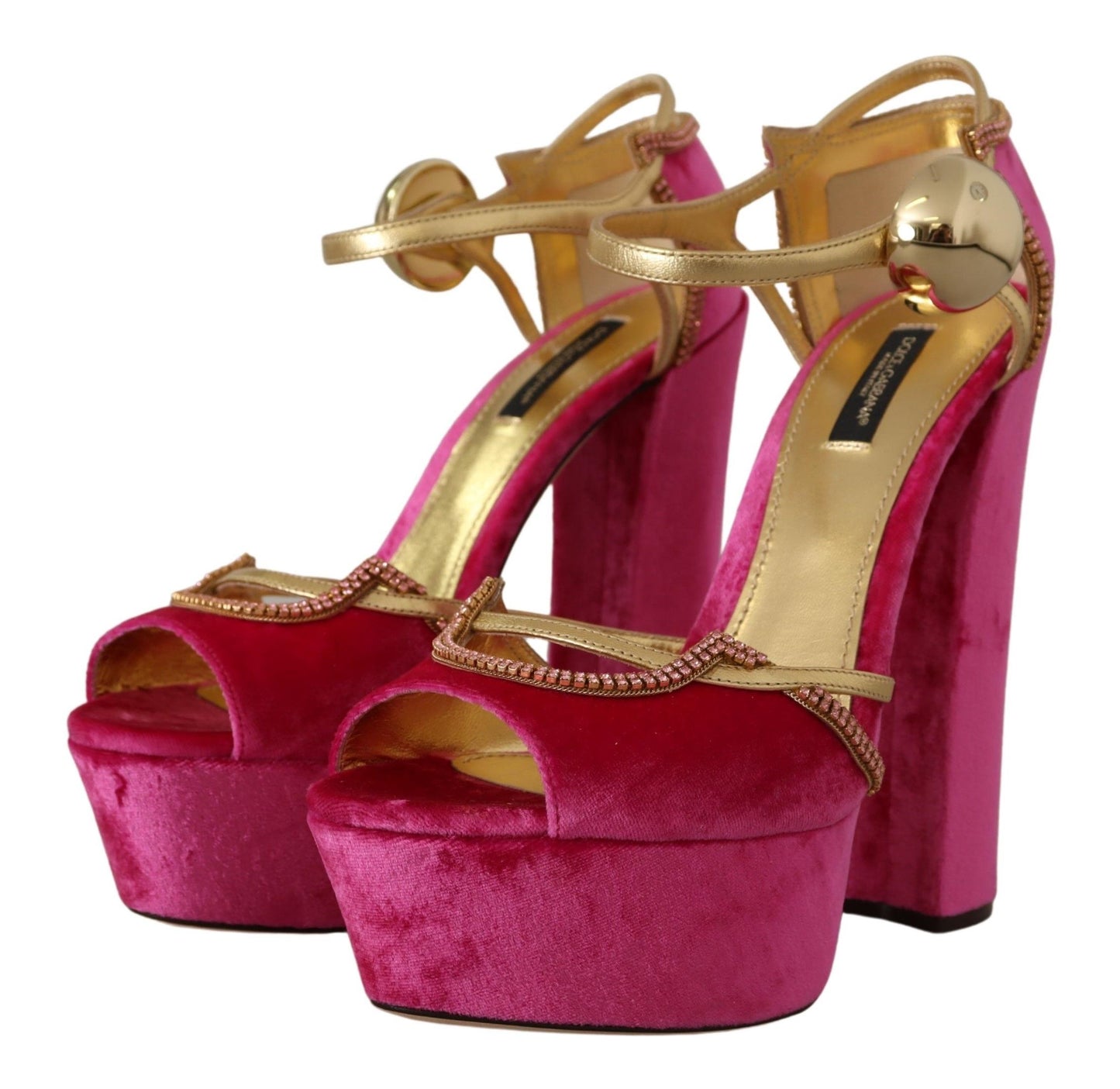 Dolce & Gabbana Ätherische Sandalen aus rosa Samt und Kristall