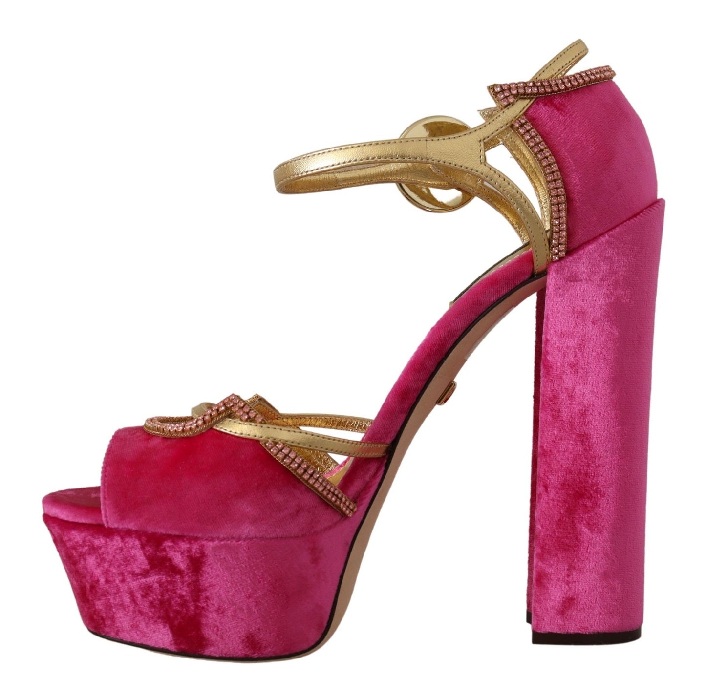 Dolce & Gabbana Ätherische Sandalen aus rosa Samt und Kristall