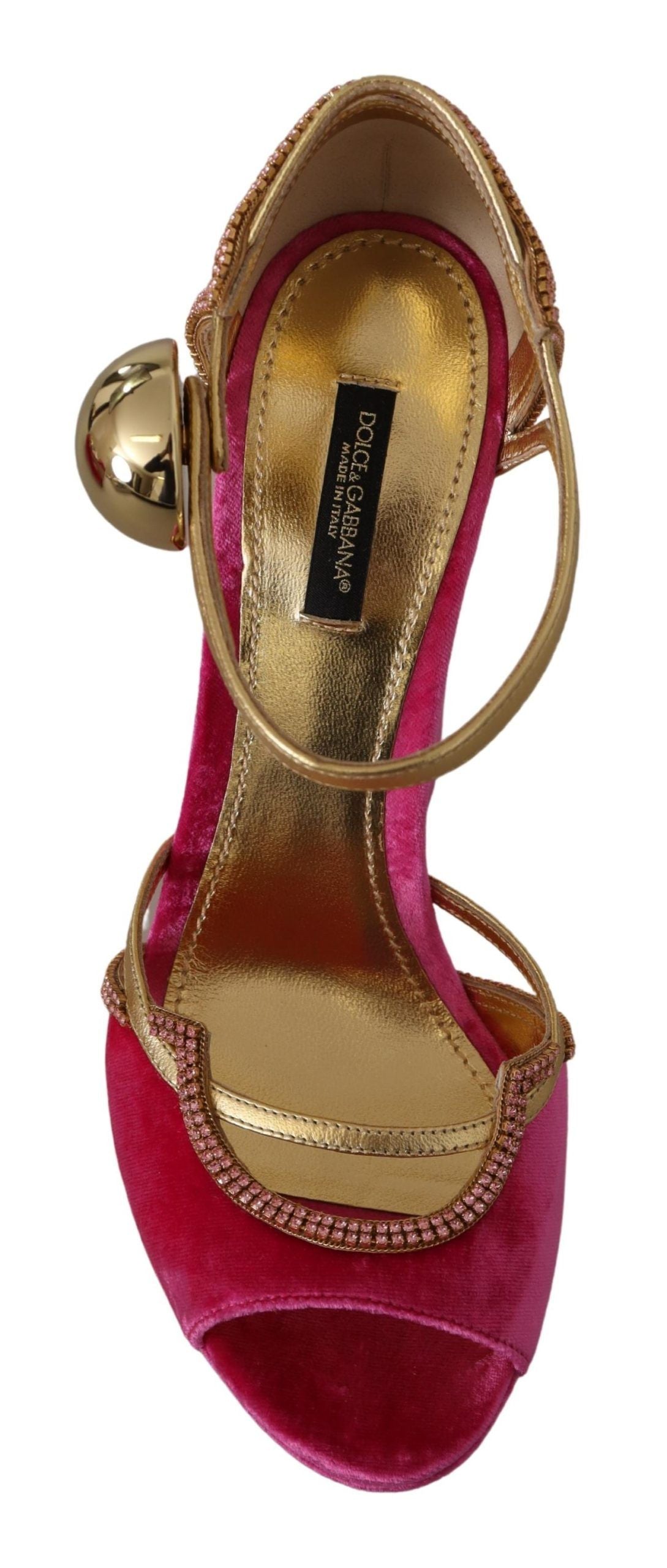 Dolce & Gabbana Ätherische Sandalen aus rosa Samt und Kristall