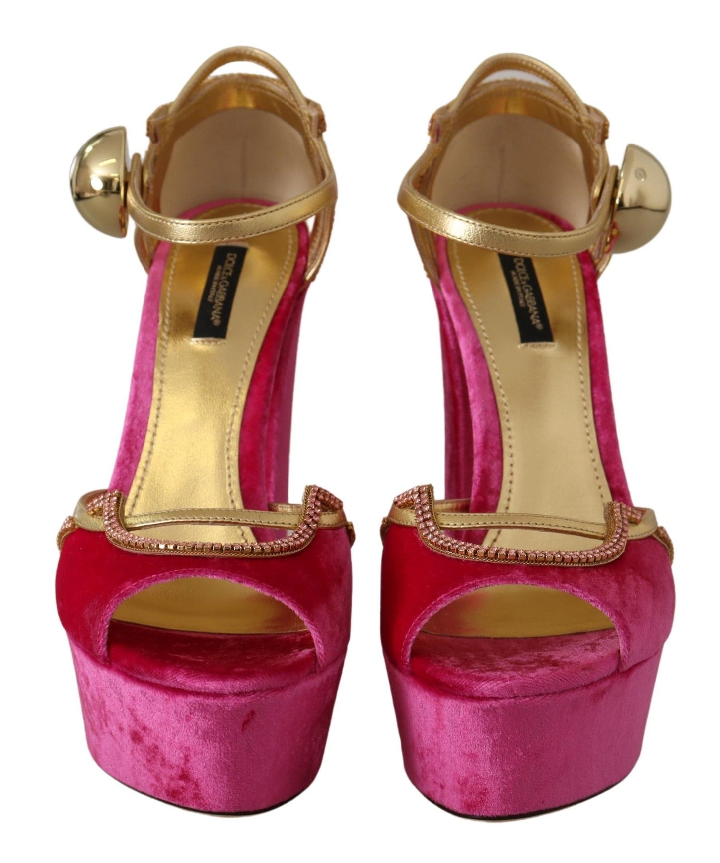 Dolce & Gabbana Ätherische Sandalen aus rosa Samt und Kristall