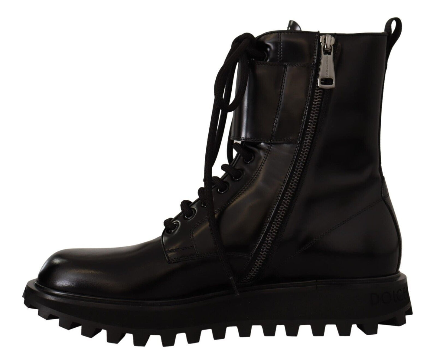 Dolce & Gabbana Elegante schwarze Lederstiefeletten