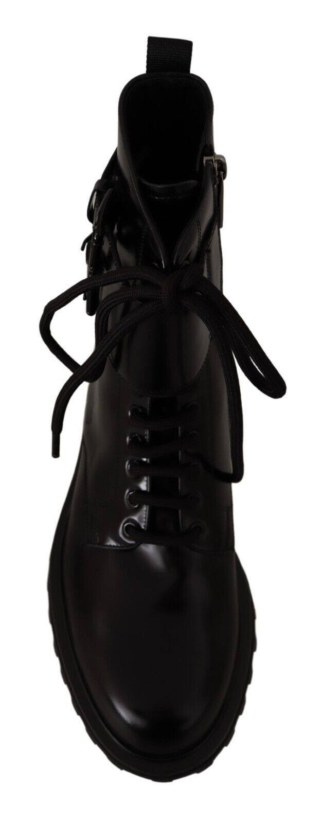 Dolce & Gabbana Elegante schwarze Lederstiefeletten