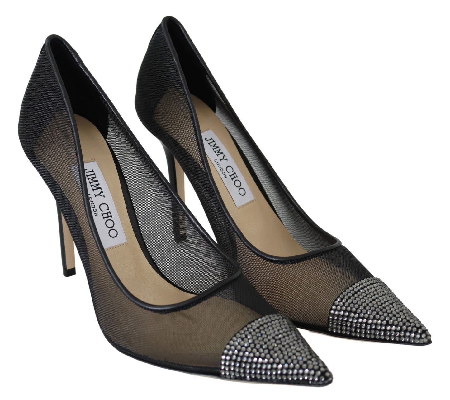 Jimmy Choo Elegante Schwarze Mesh Kristall Pumps