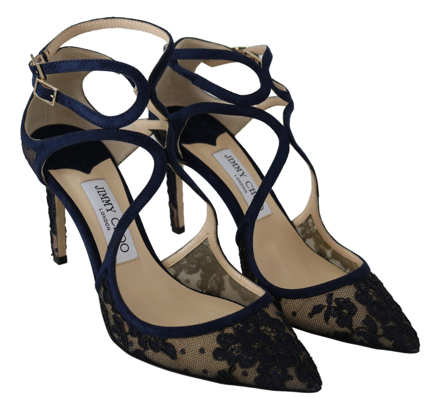 Jimmy Choo Marineblaue Lancer Leder Pumps Eleganz entfesselt