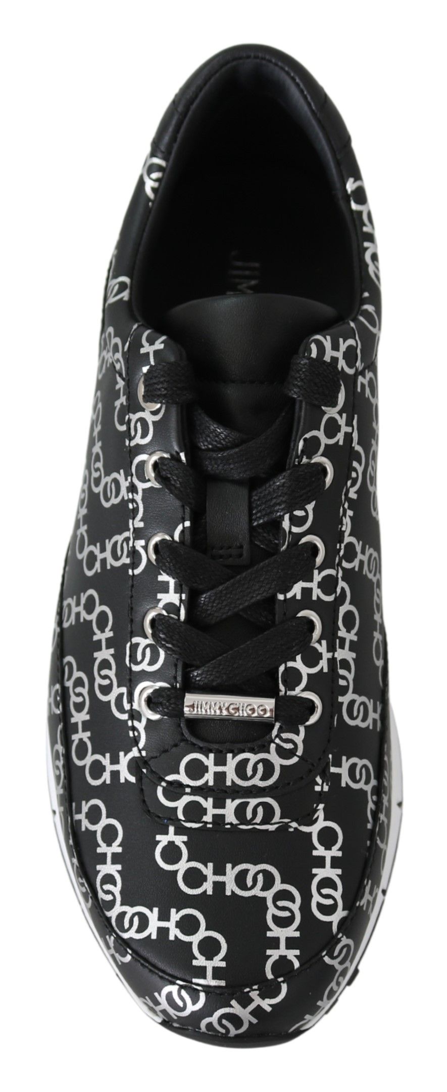 Jimmy Choo Elegante Leder-Sneakers in Schwarz und Silber