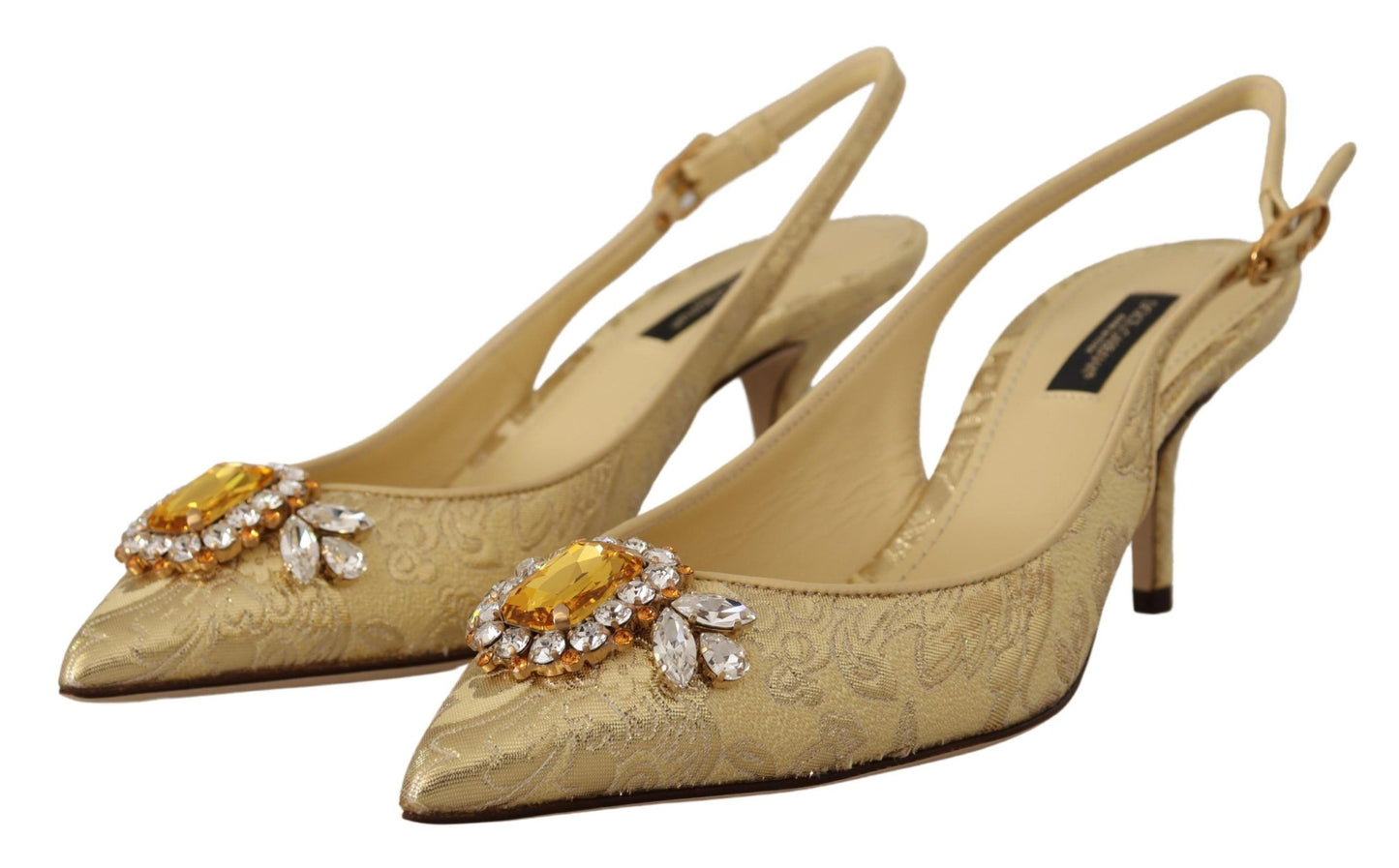 Dolce & Gabbana Goldglänzende Kristall-Slingback-Absätze