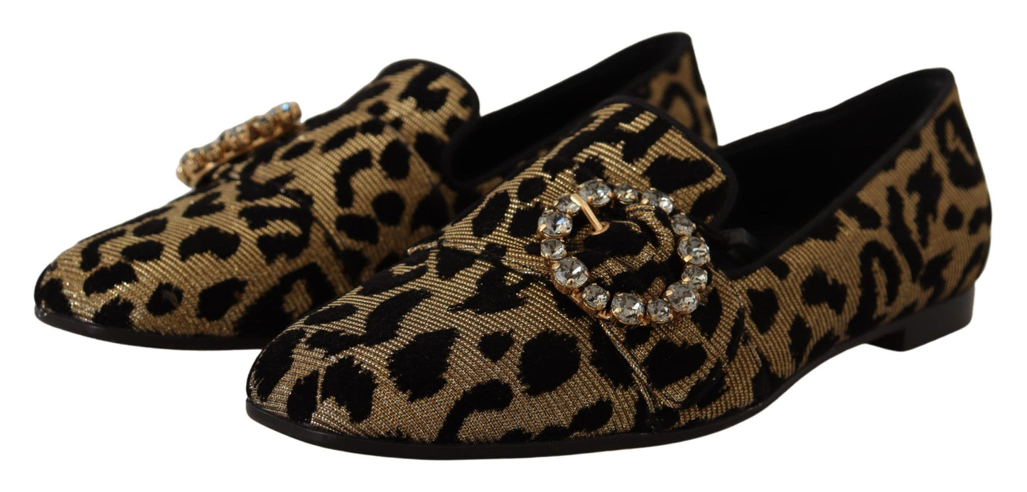 Dolce & Gabbana Elegante Leopard Crystal Gem Loafers