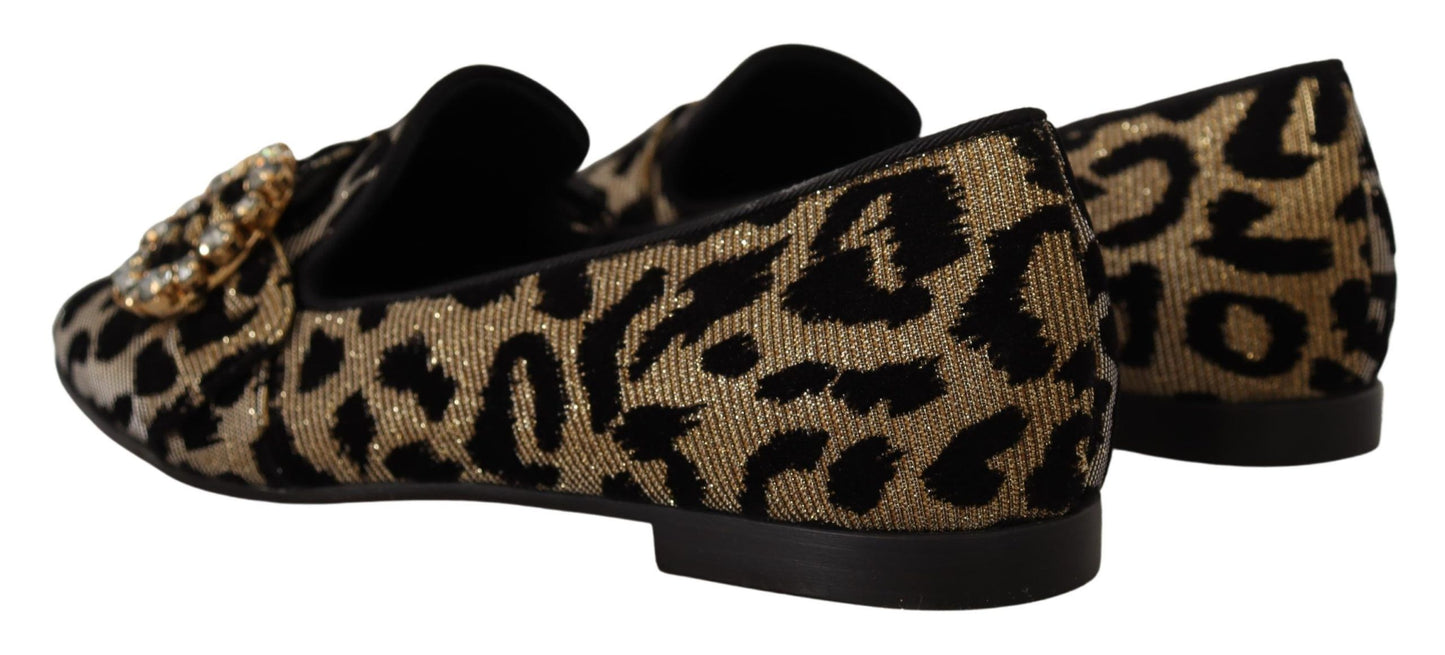 Dolce & Gabbana Elegante Leopard Crystal Gem Loafers