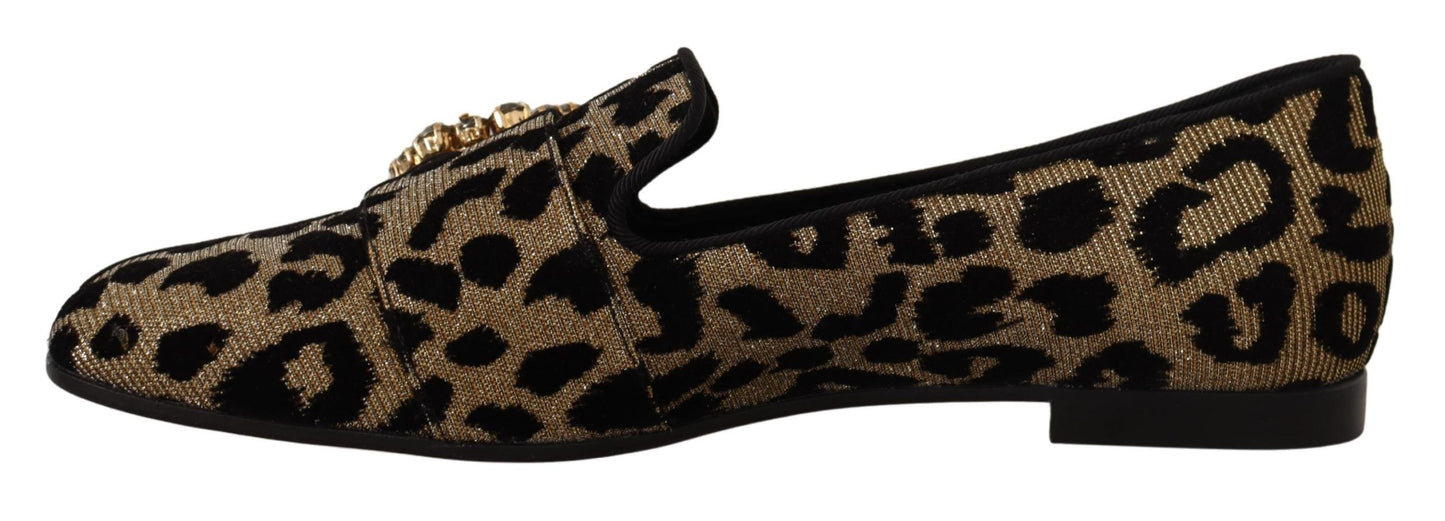 Dolce & Gabbana Elegante Leopard Crystal Gem Loafers