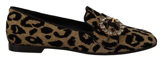 Dolce & Gabbana Elegante Leopard Crystal Gem Loafers