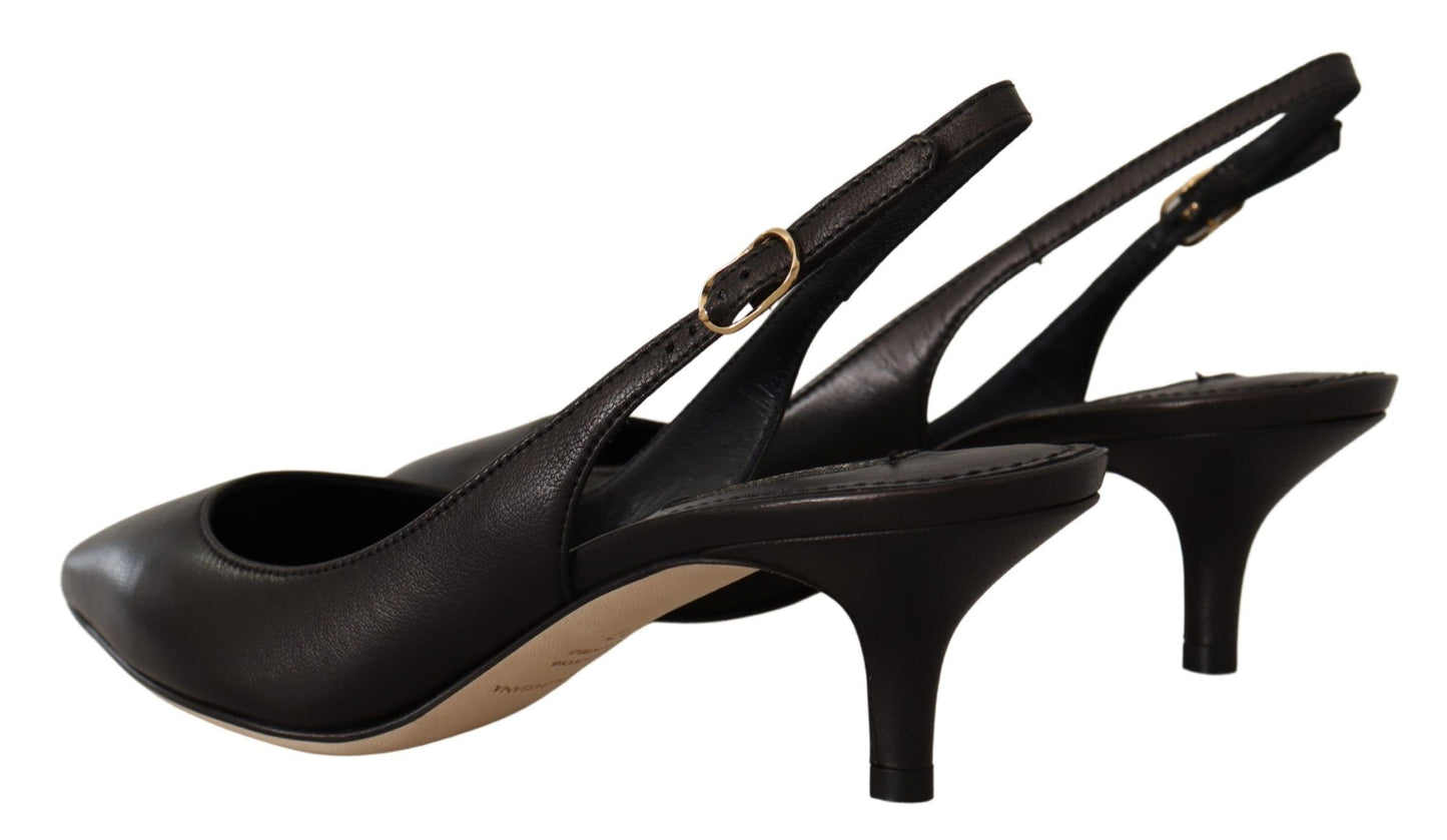 Dolce & Gabbana Elegante Schwarze Leder Slingbacks Absätze