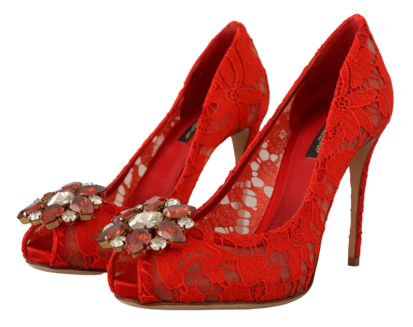 Dolce & Gabbana Rote Kristall Taormina Spitze Heels Pumps