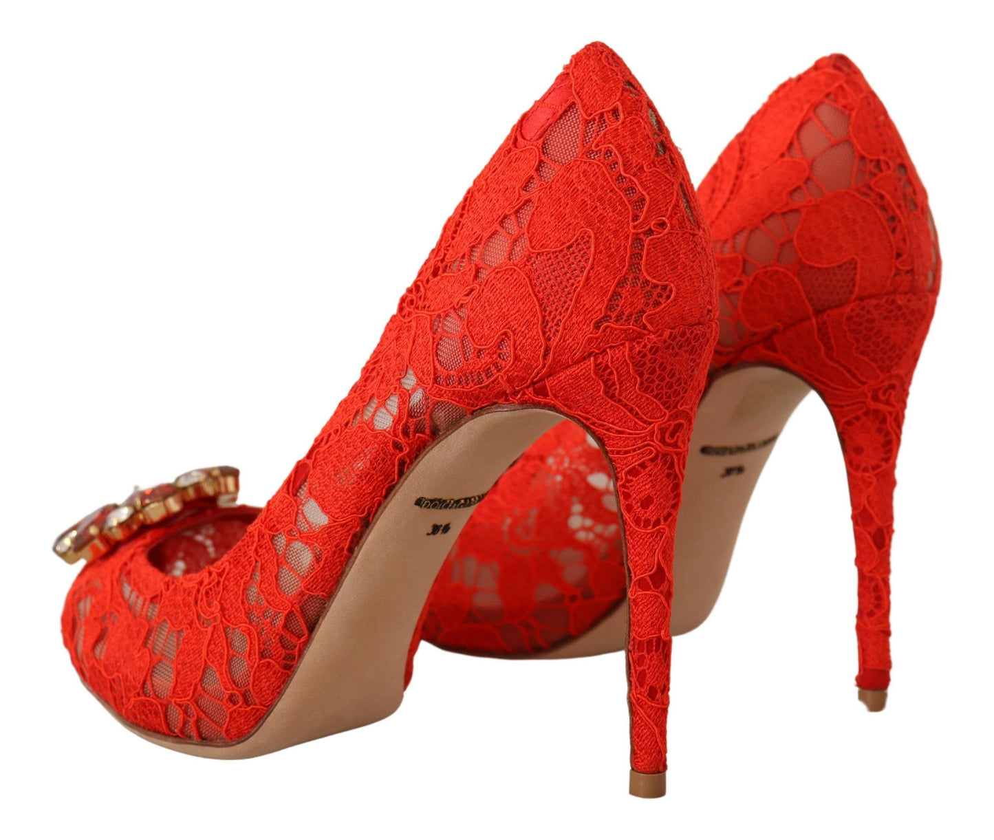 Dolce & Gabbana Rote Kristall Taormina Spitze Heels Pumps