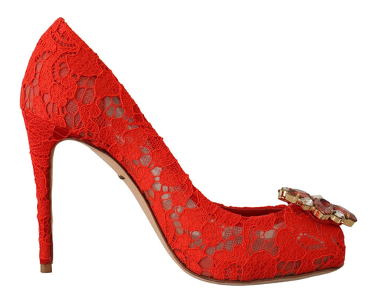 Dolce & Gabbana Rote Kristall Taormina Spitze Heels Pumps