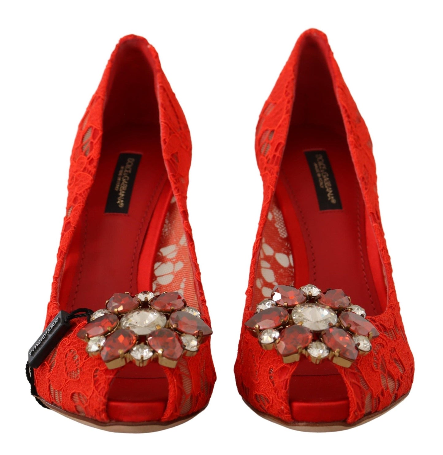 Dolce & Gabbana Rote Kristall Taormina Spitze Heels Pumps