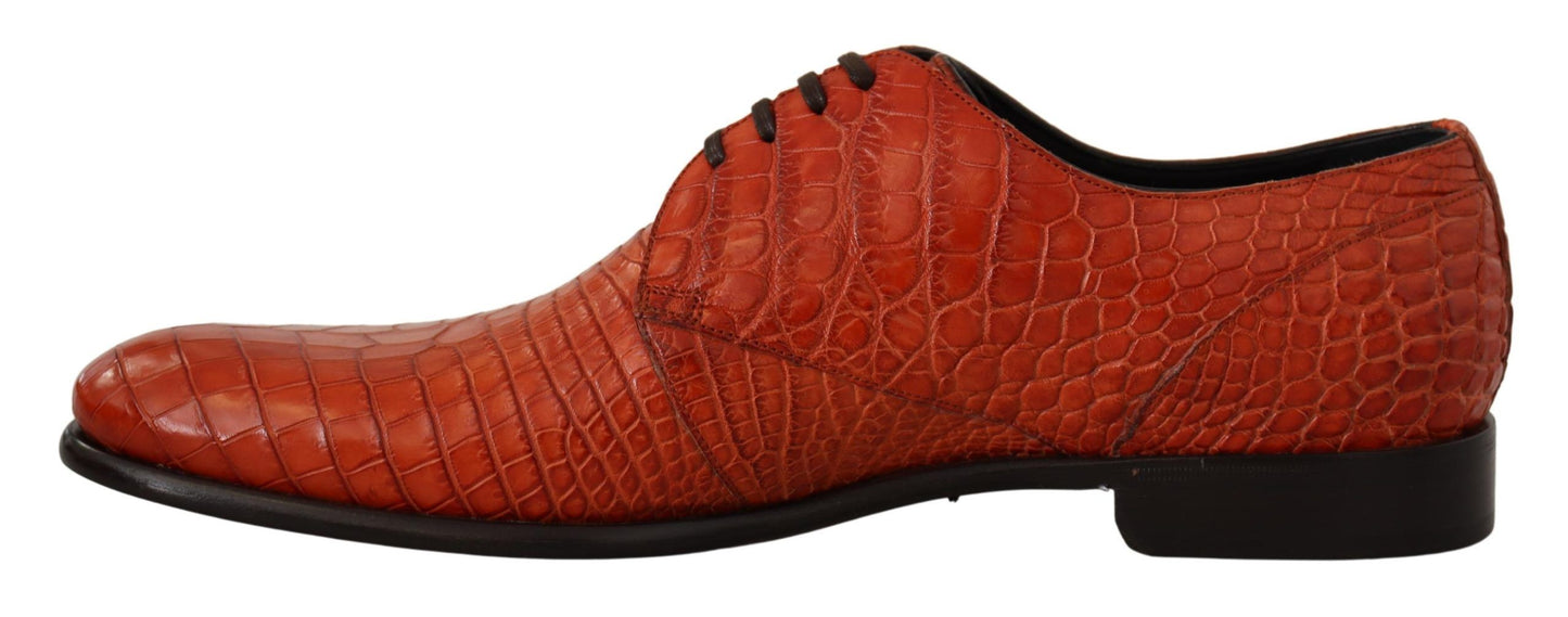 Dolce & Gabbana Exotische Orange Krokoleder Schnürschuhe