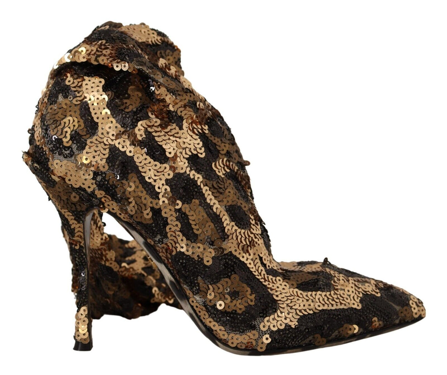 Dolce & Gabbana Elegante kniehohe Leoparden-Pailletten-Stiefel