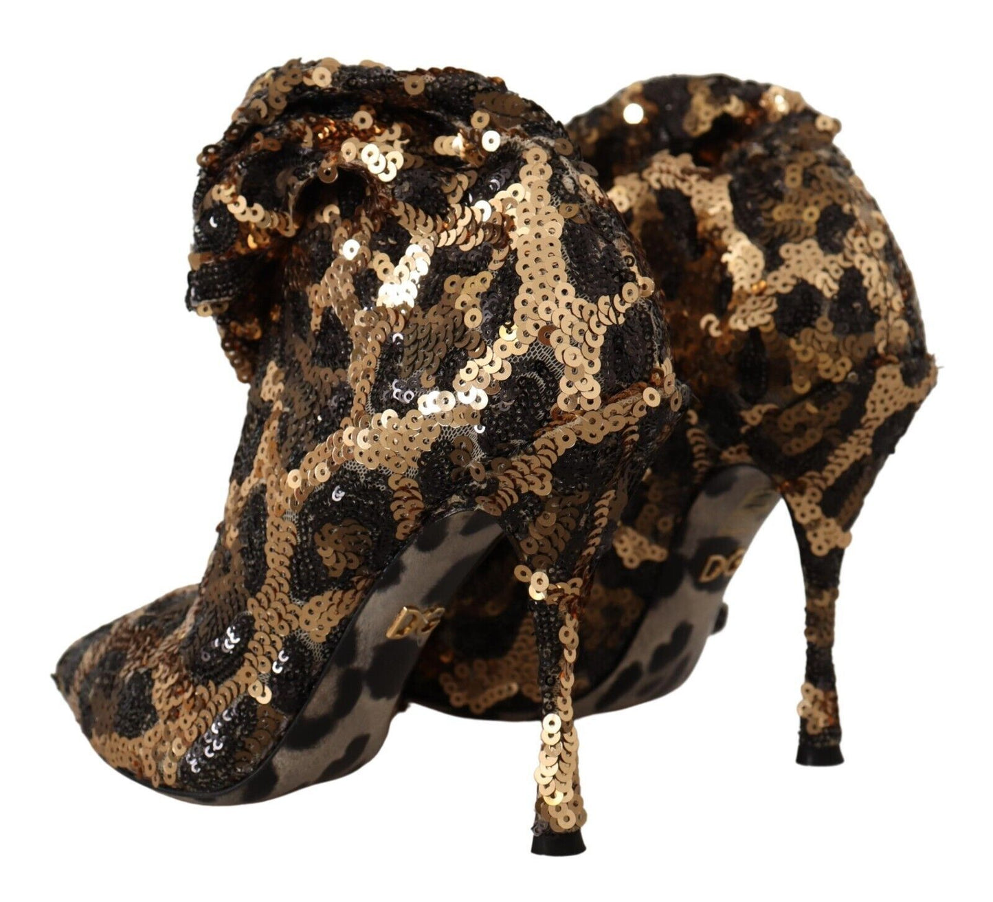 Dolce & Gabbana Elegante kniehohe Leoparden-Pailletten-Stiefel