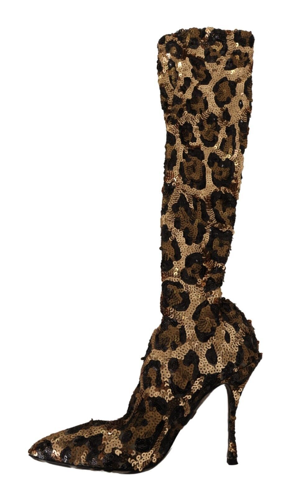 Dolce & Gabbana Elegante kniehohe Leoparden-Pailletten-Stiefel