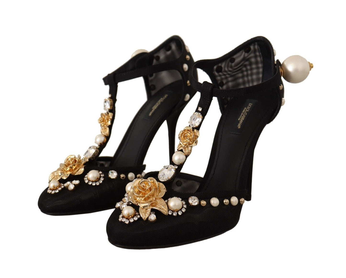 Dolce & Gabbana Elegante verschönerte T-Strap Heels Sandalen