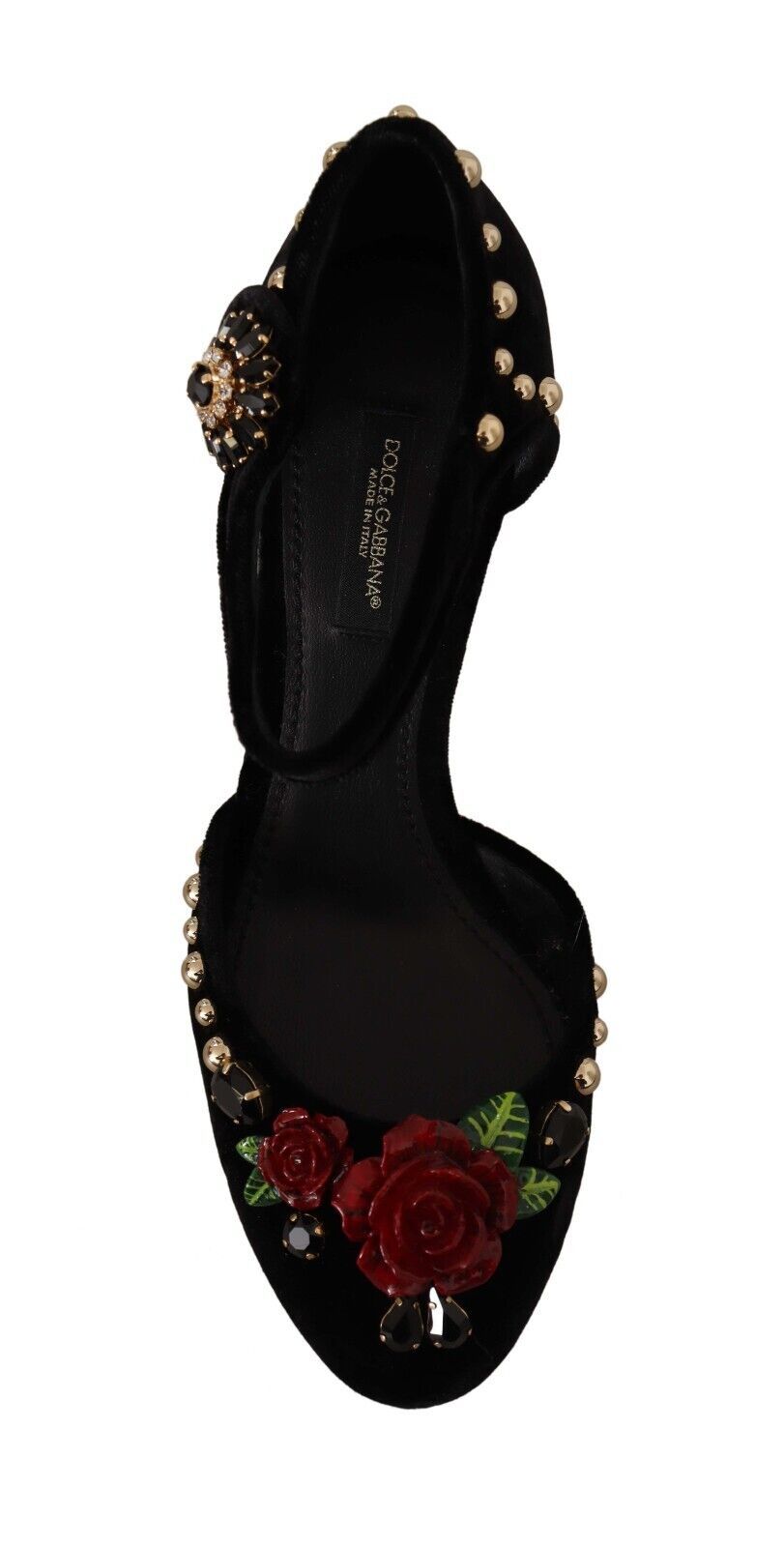 Dolce & Gabbana Schwarzer Kristall Rose Absatz Sandalen