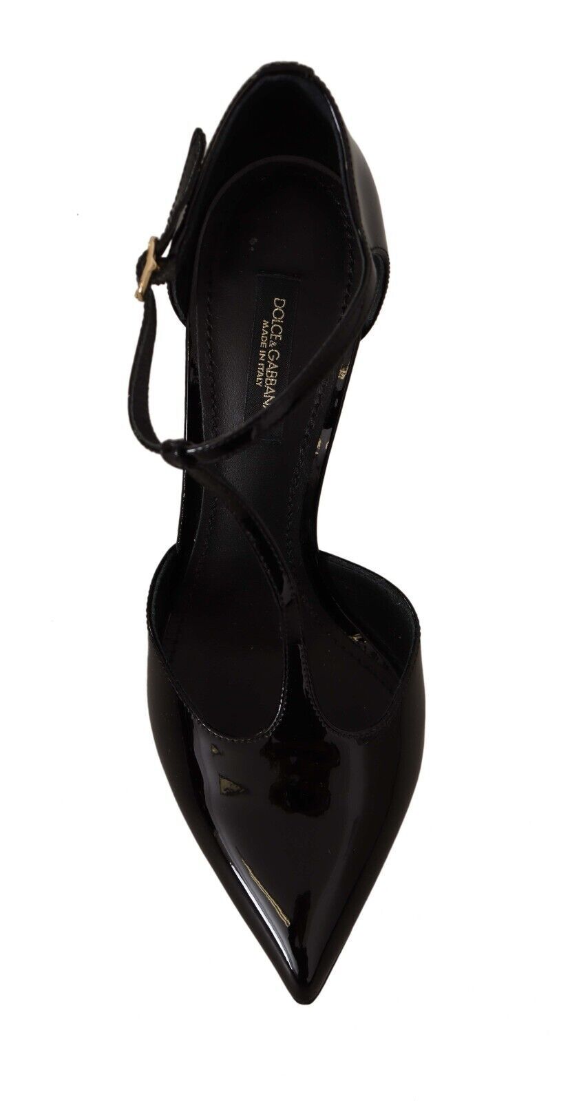 Dolce & Gabbana Elegante schwarze Leder T-Strap Heels Sandalen