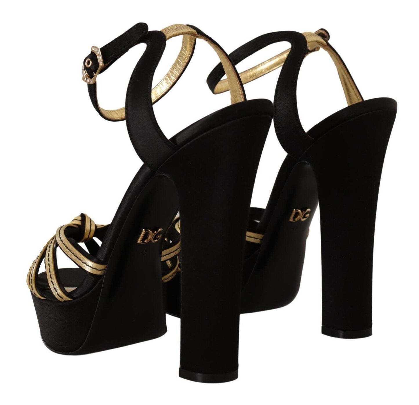 Dolce & Gabbana Elegante schwarz-goldene Riemchensandalen