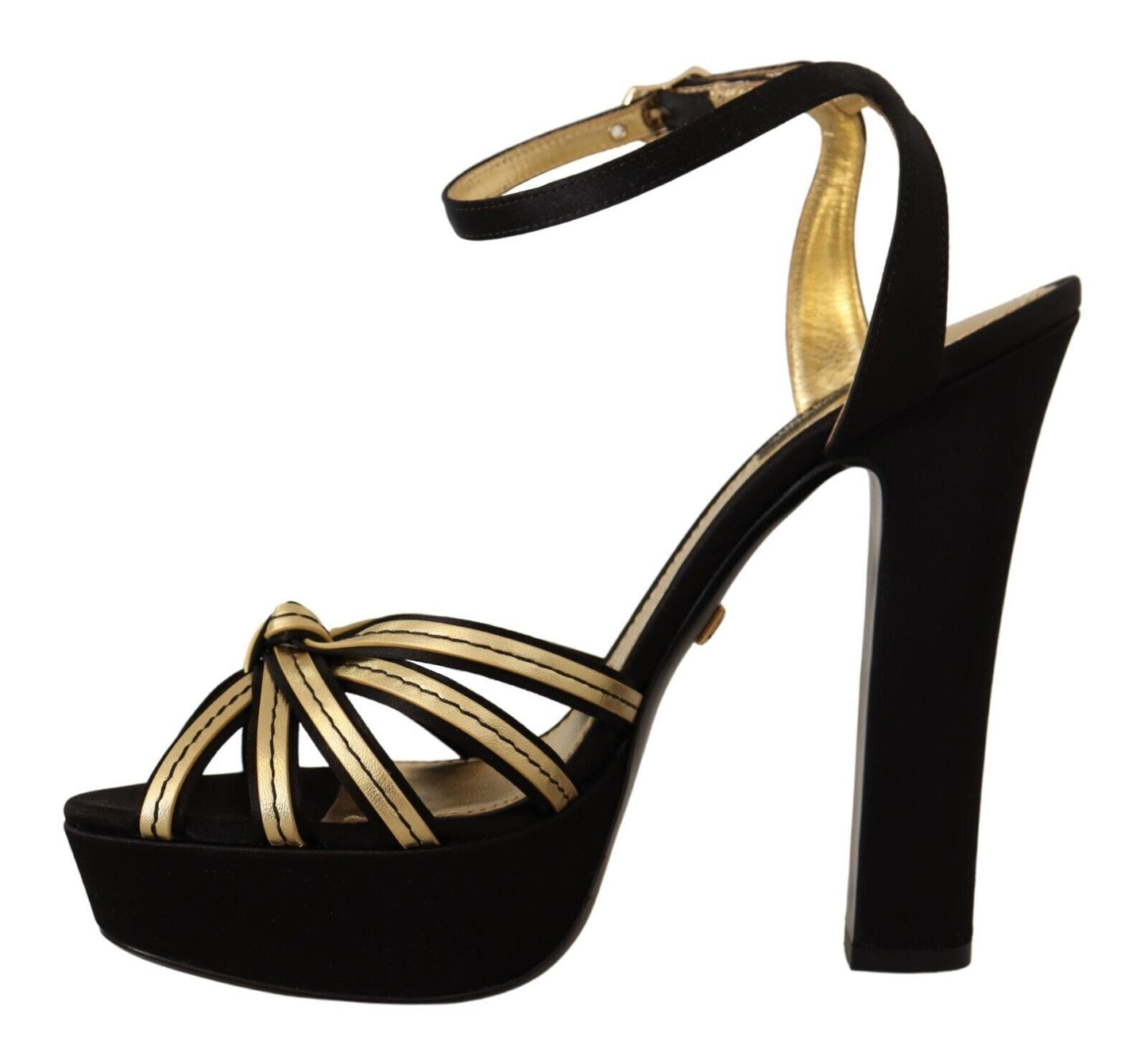 Dolce & Gabbana Elegante schwarz-goldene Riemchensandalen