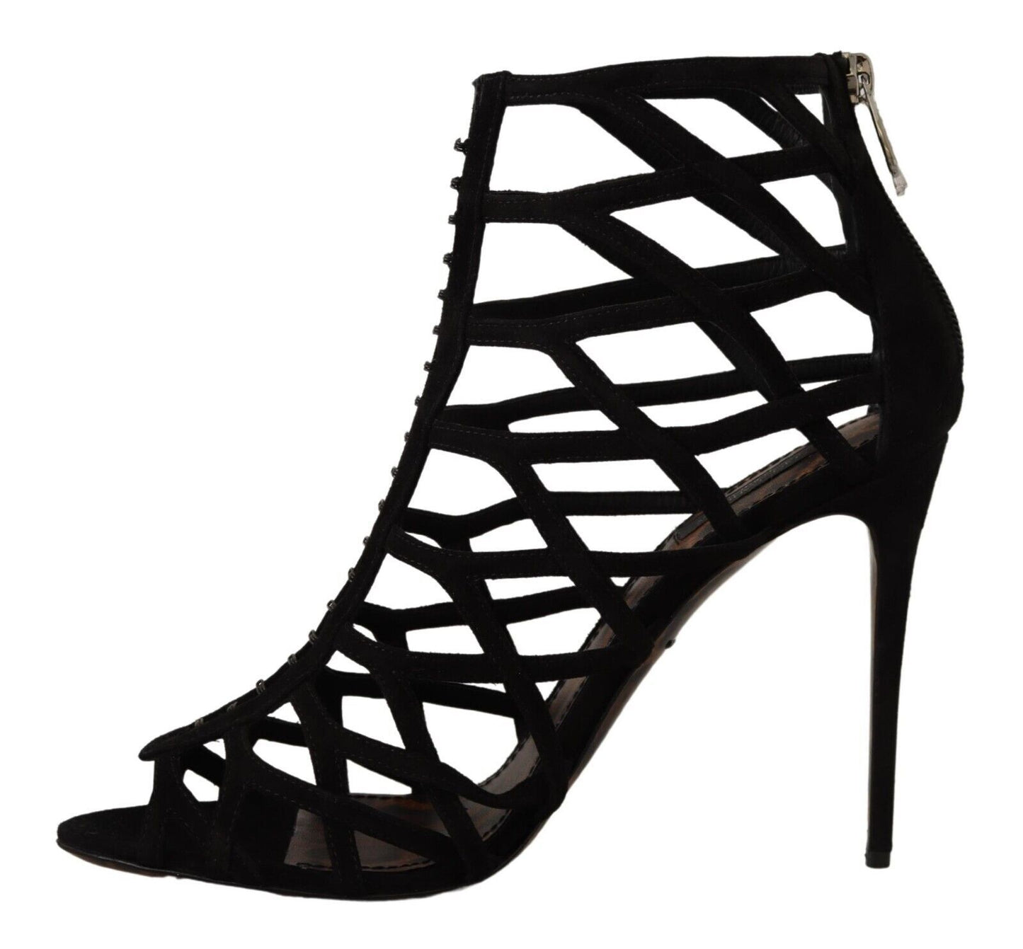 Dolce & Gabbana Elegante Schwarze Wildleder Heels Sandalen