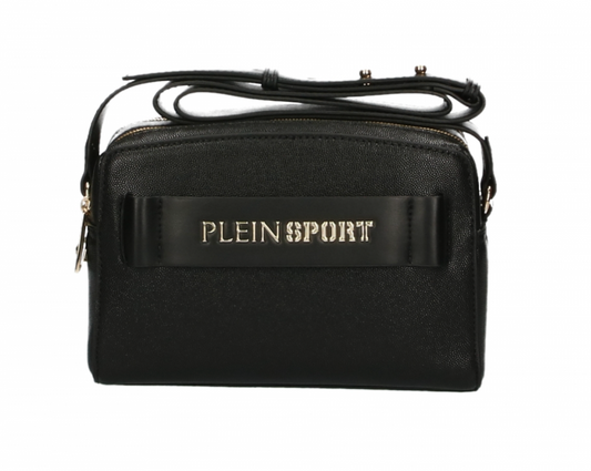 Plein Sport Elegante schwarze Crossbody-Tasche mit doppeltem Reißverschluss