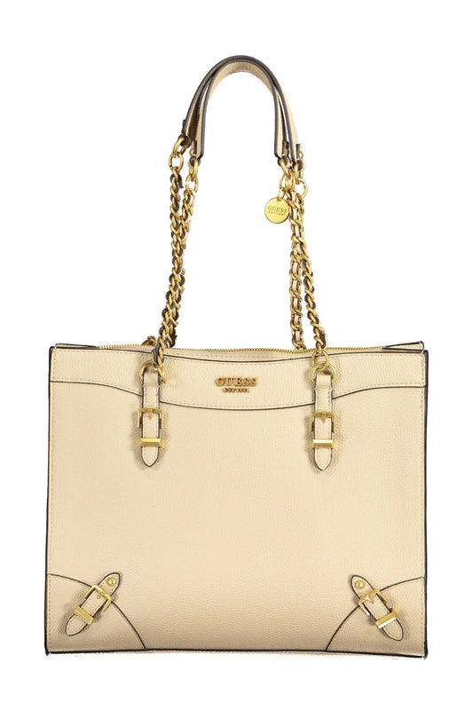 Guess Jeans Beige Polyethylen Frauen Handtasche