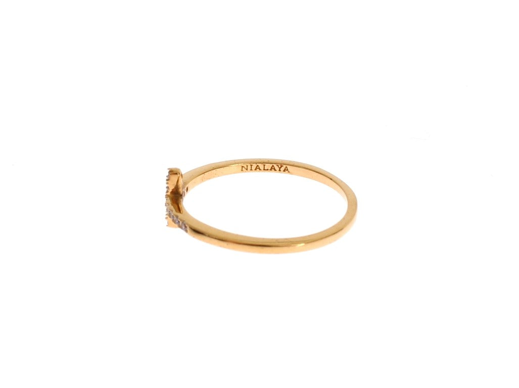 Nialaya Schicker handgefertigter goldener CZ Kristall Ring