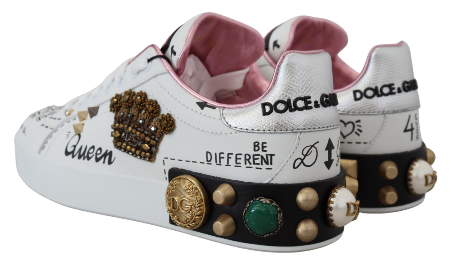 Dolce & Gabbana Queen Crown Chic Leder Sneakers