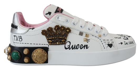 Dolce & Gabbana Queen Crown Chic Leder Sneakers