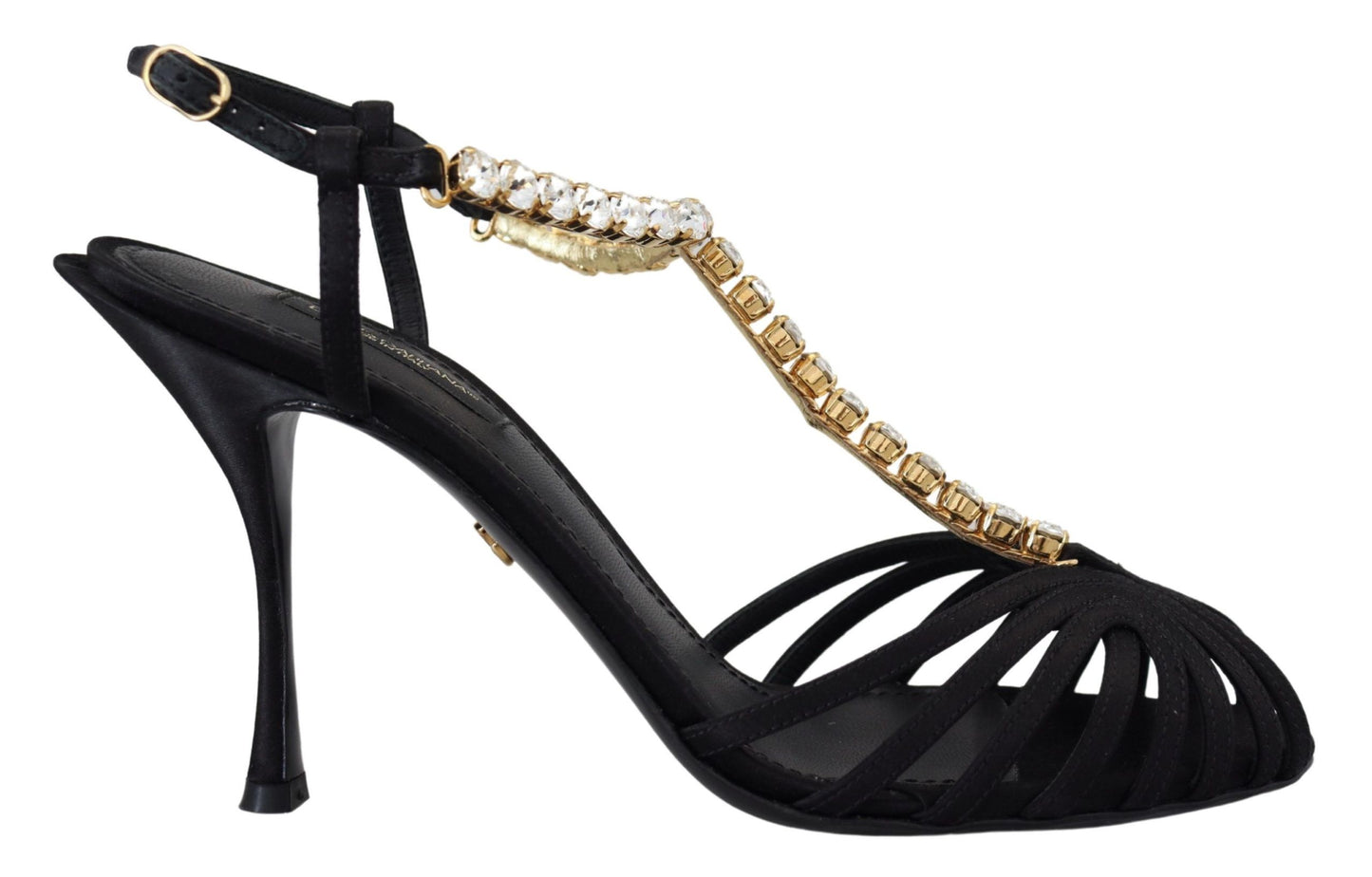 Dolce & Gabbana Elegante Seidenmischung Kristall T-Strap Heels