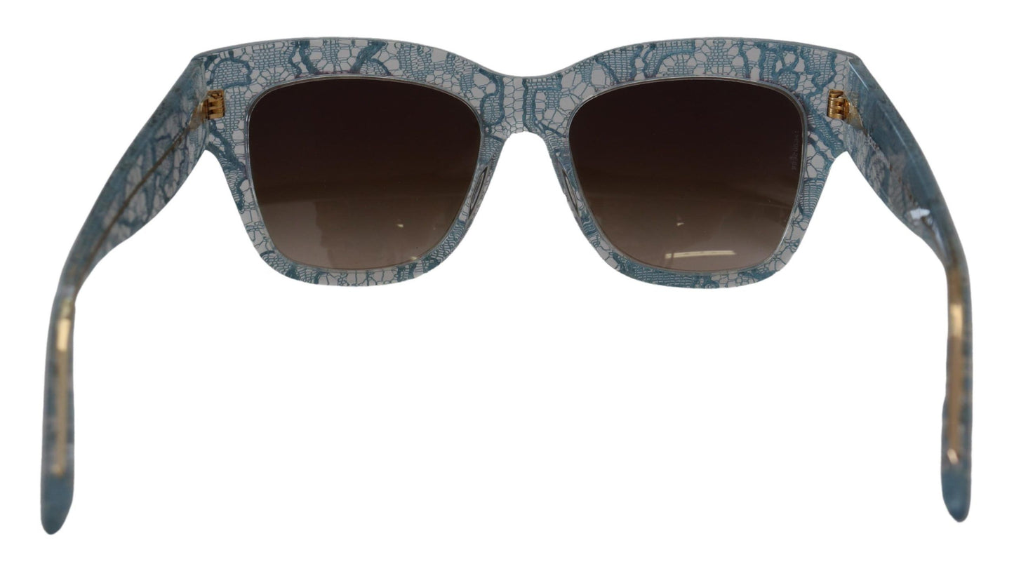 Dolce & Gabbana Elegante blaue Sonnenbrille mit Spitzendetail