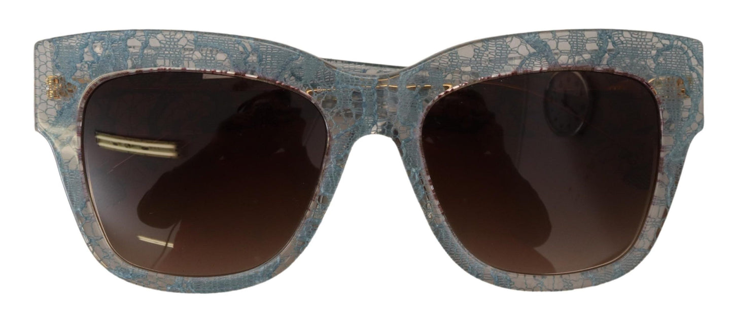 Dolce & Gabbana Elegante blaue Sonnenbrille mit Spitzendetail