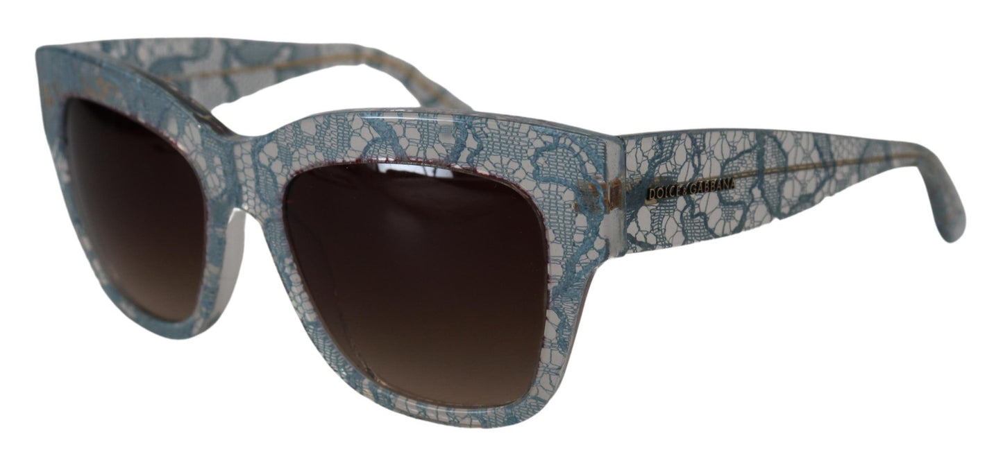 Dolce & Gabbana Elegante blaue Sonnenbrille mit Spitzendetail