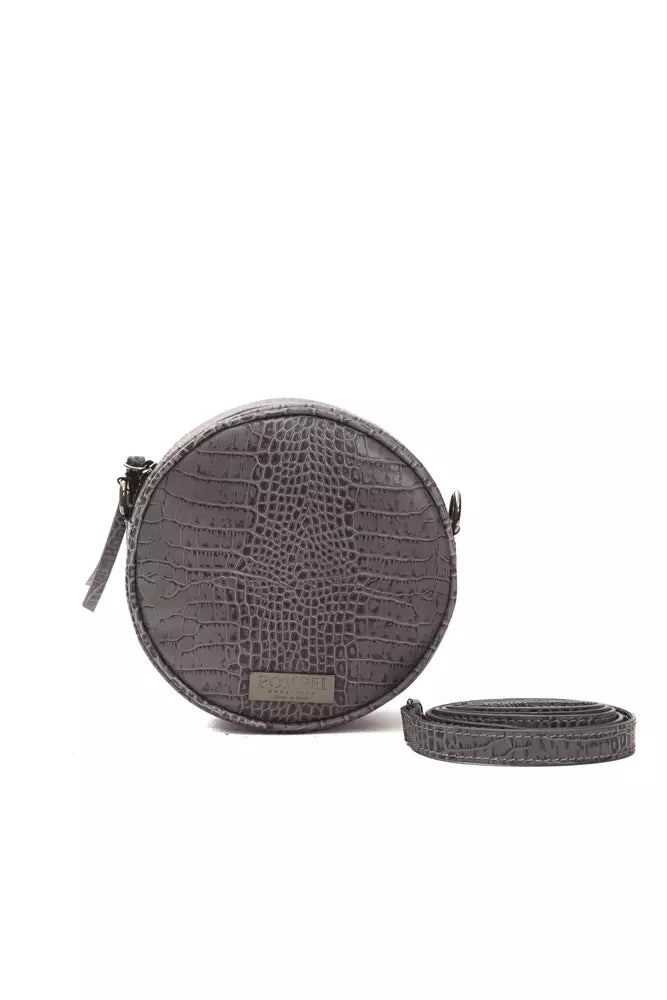 Pompei Donatella Graue Leder Damen Crossbody Tasche